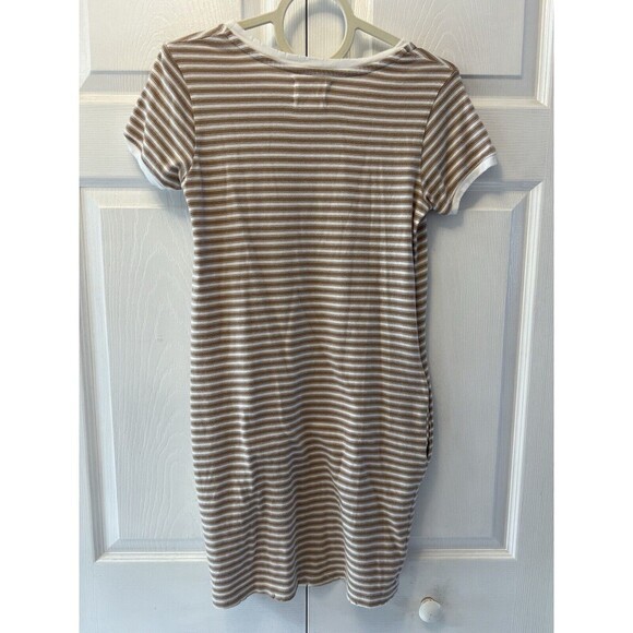 Nation LTD Olivia Pocket T-Shirt Dress Tan White Size X-Small XS - Picture 8 of 9